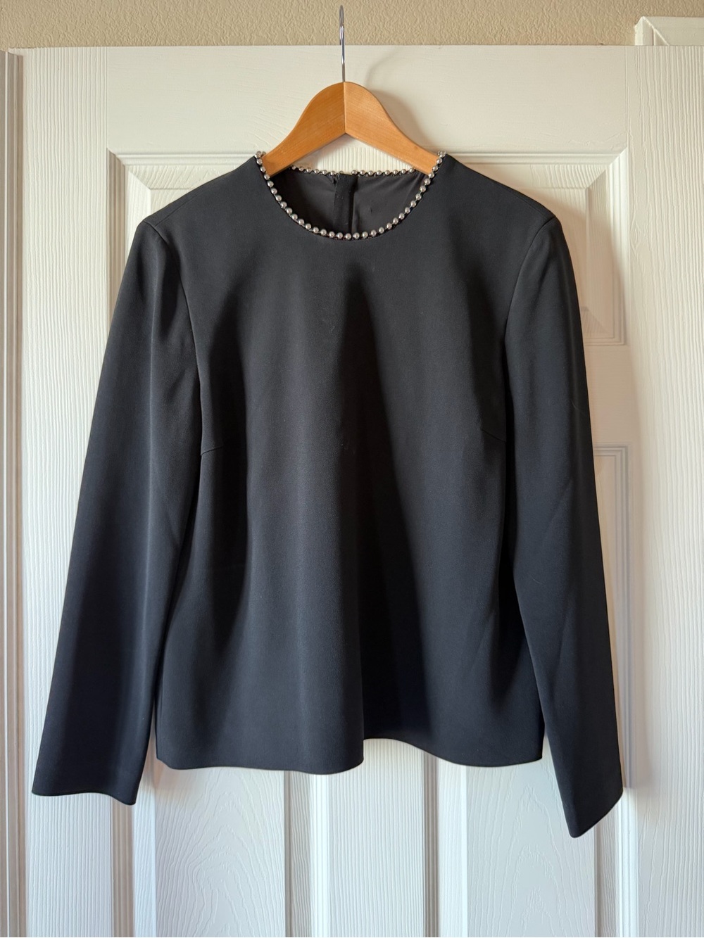 Alexander Wang Ball-Chain Embellished Crepe Black Blouse